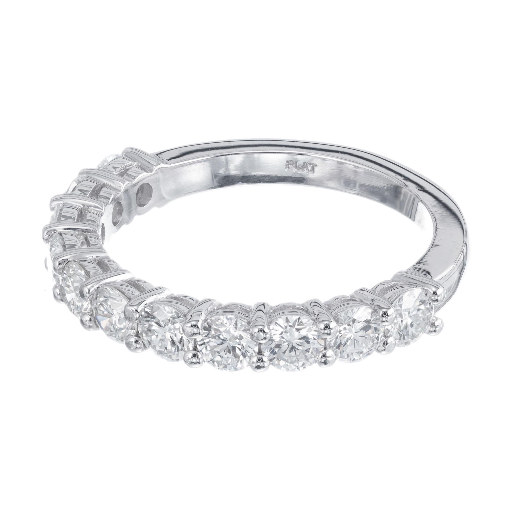 Round Cut Peter Suchy 1.18 Carat 10 Diamond Platinum Wedding Band Ring