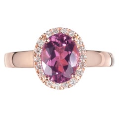 Peter Suchy 1.20 Carat Pink Tourmaline Diamond Halo Rose Gold Engagement Ring