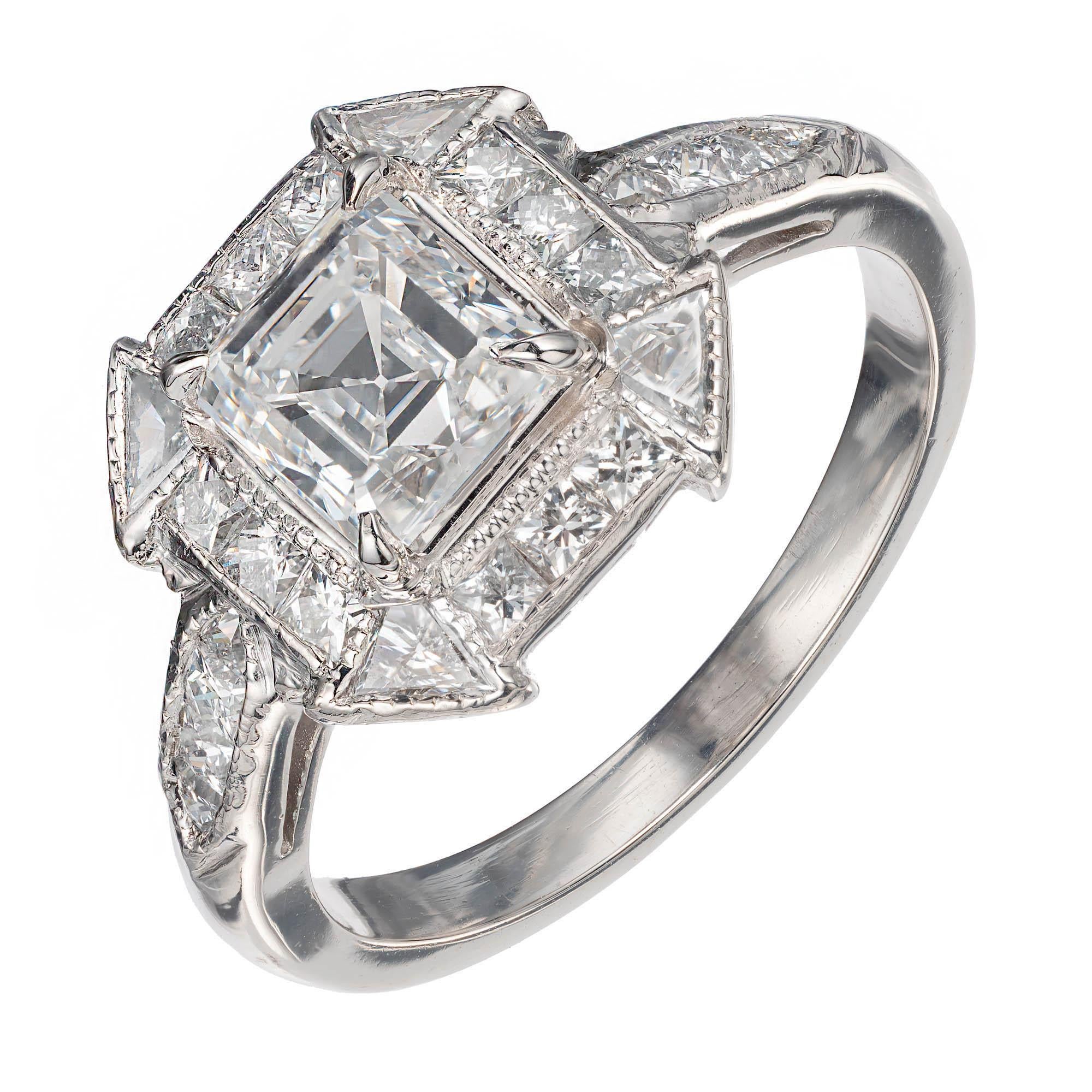 Verlobungsring aus Platin mit 1,21 Karat Diamant im Asscher-Schliff von Peter Suchy im Zustand „Gut“ im Angebot in Stamford, CT