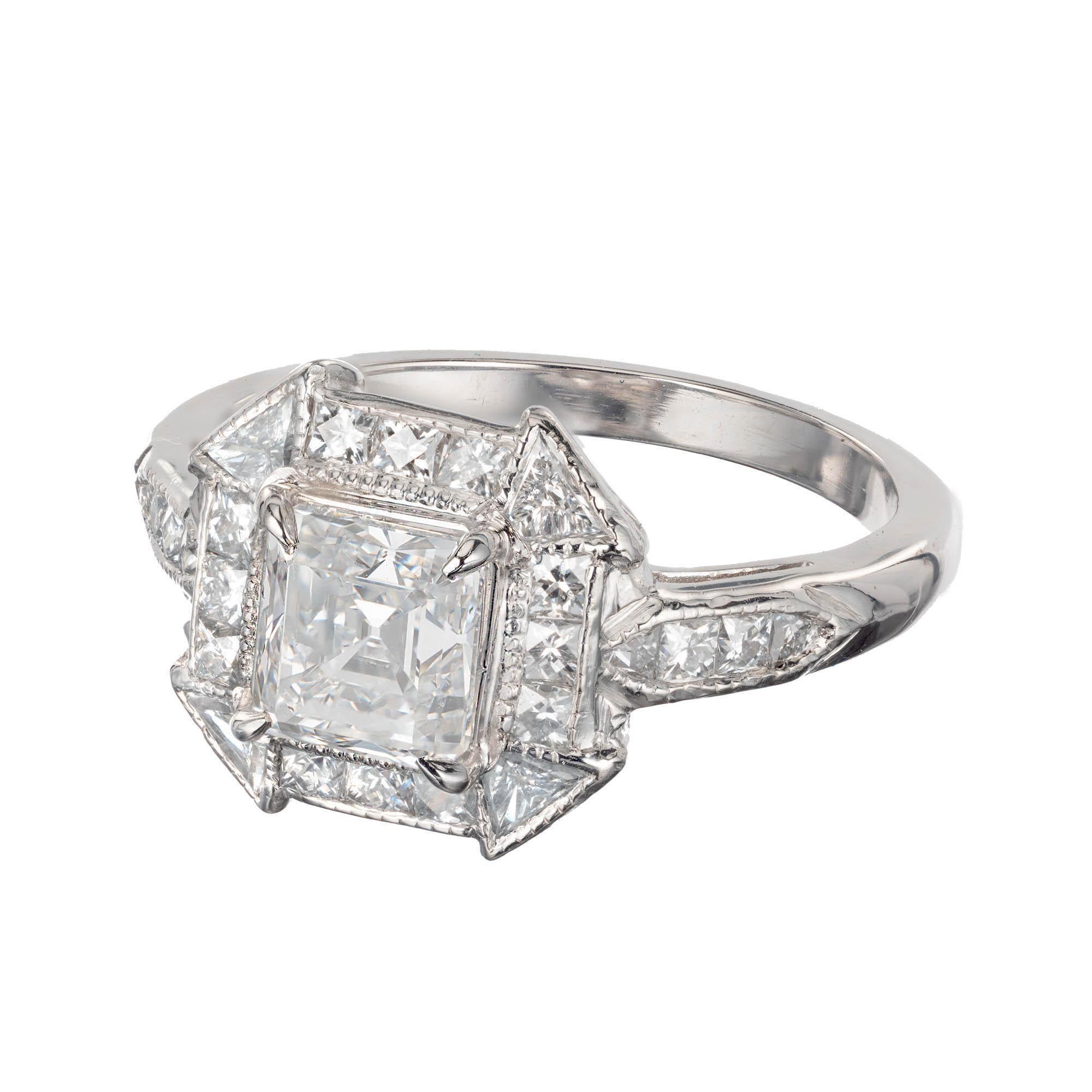 Peter Suchy 1.21 Carat Asscher Cut Diamond Platinum Engagement Ring For Sale 1