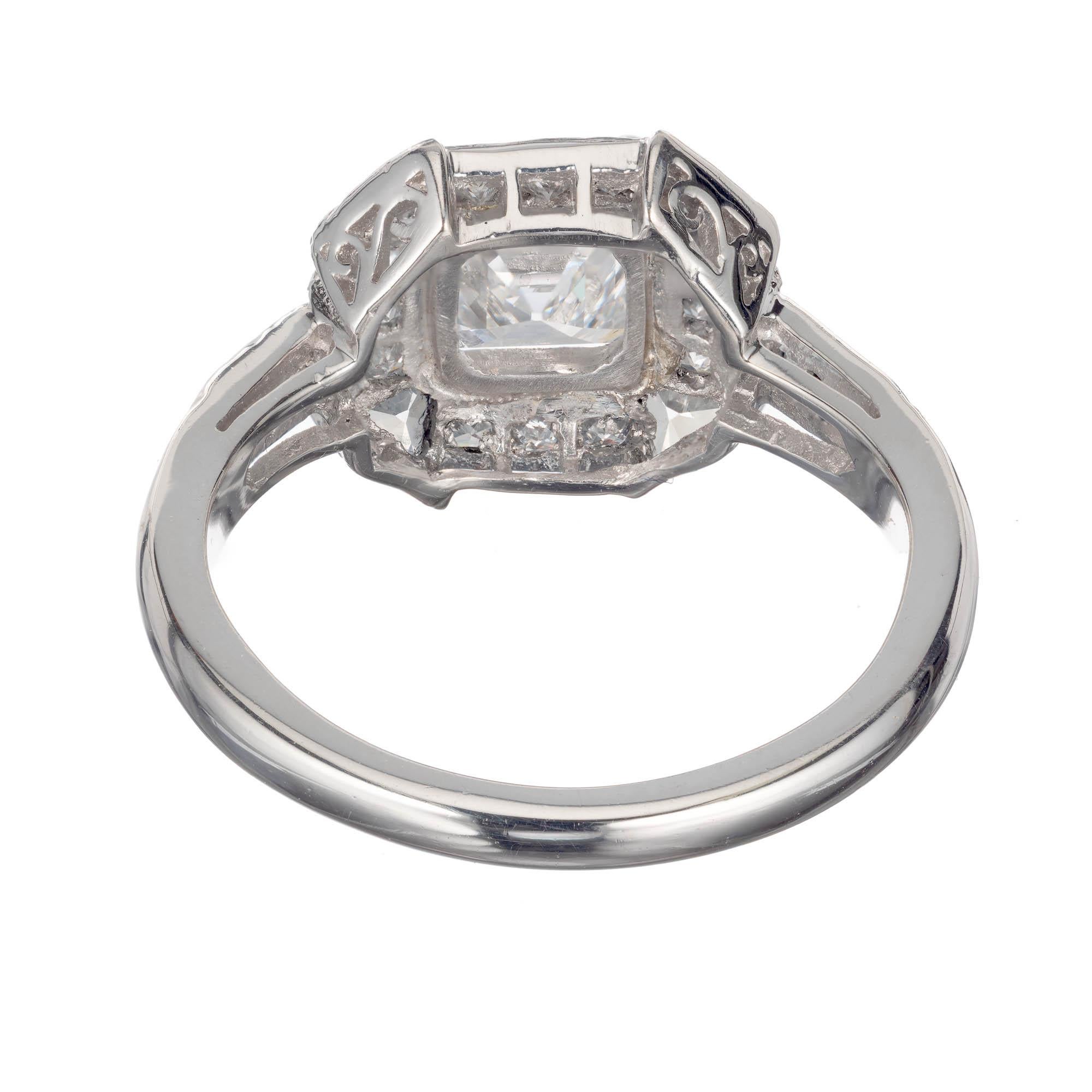 Peter Suchy 1.21 Carat Asscher Cut Diamond Platinum Engagement Ring For Sale 2