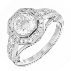 Peter Suchy 1.23 Carat Diamond Octagonal Halo Platinum Engagement Ring