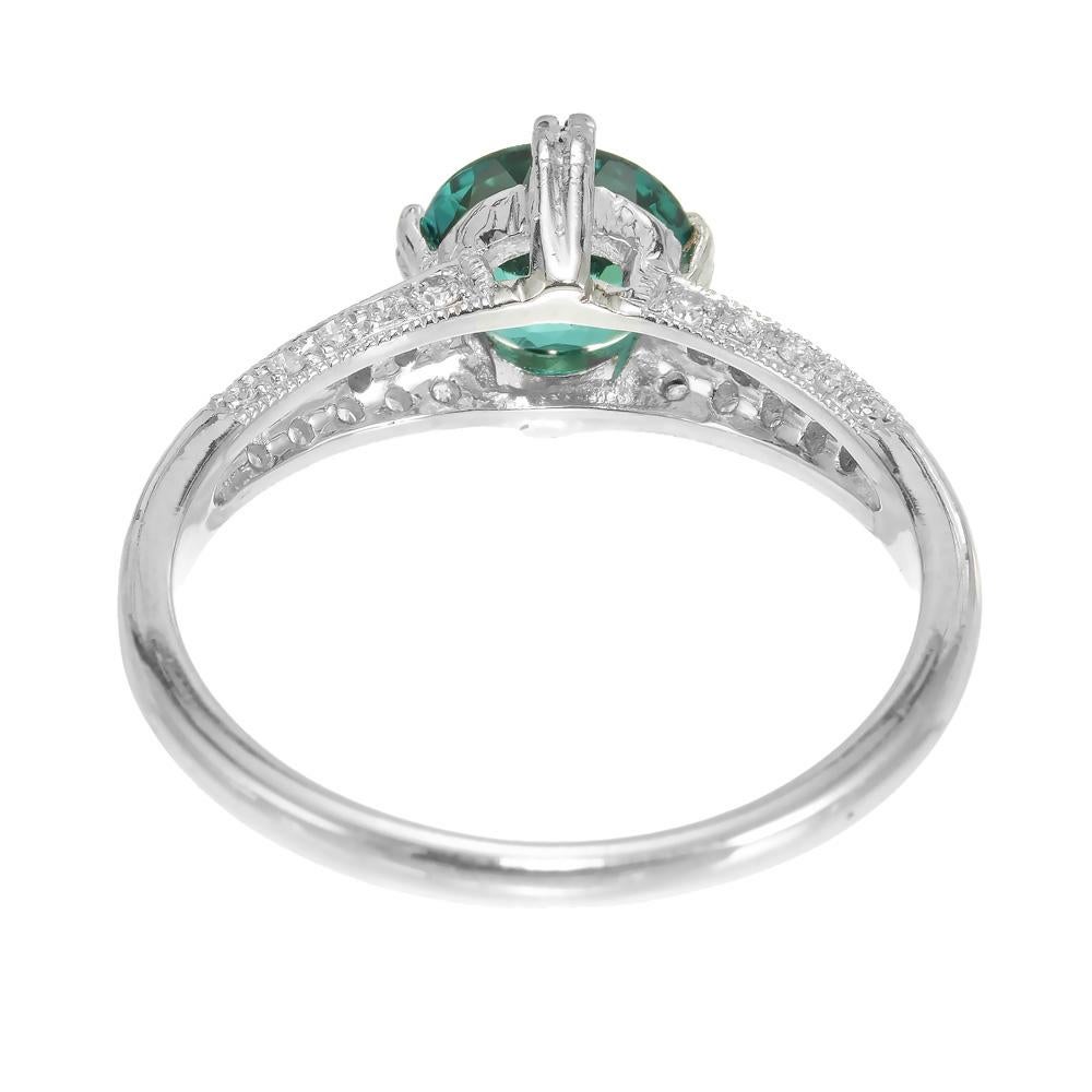 Peter Suchy 1.23 Carat Tourmaline Diamond White Gold Engagement Ring In New Condition For Sale In Stamford, CT