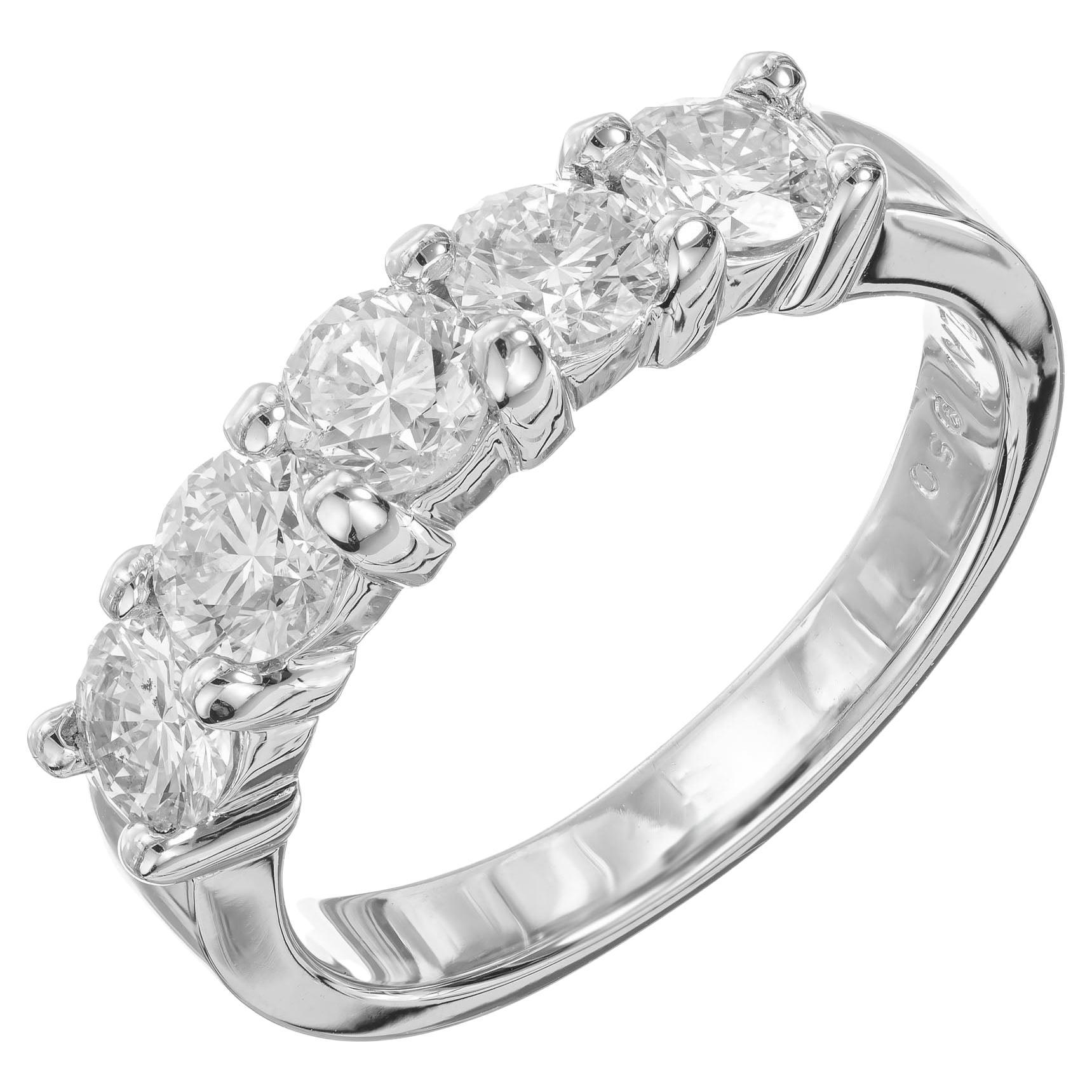 Peter Suchy 1.25 Carat Diamond Platinum Common Prong Wedding Band Ring For Sale