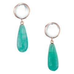 Peter Suchy 12.51 Carat Aqua Amazonite Rose Gold Dangle Earrings