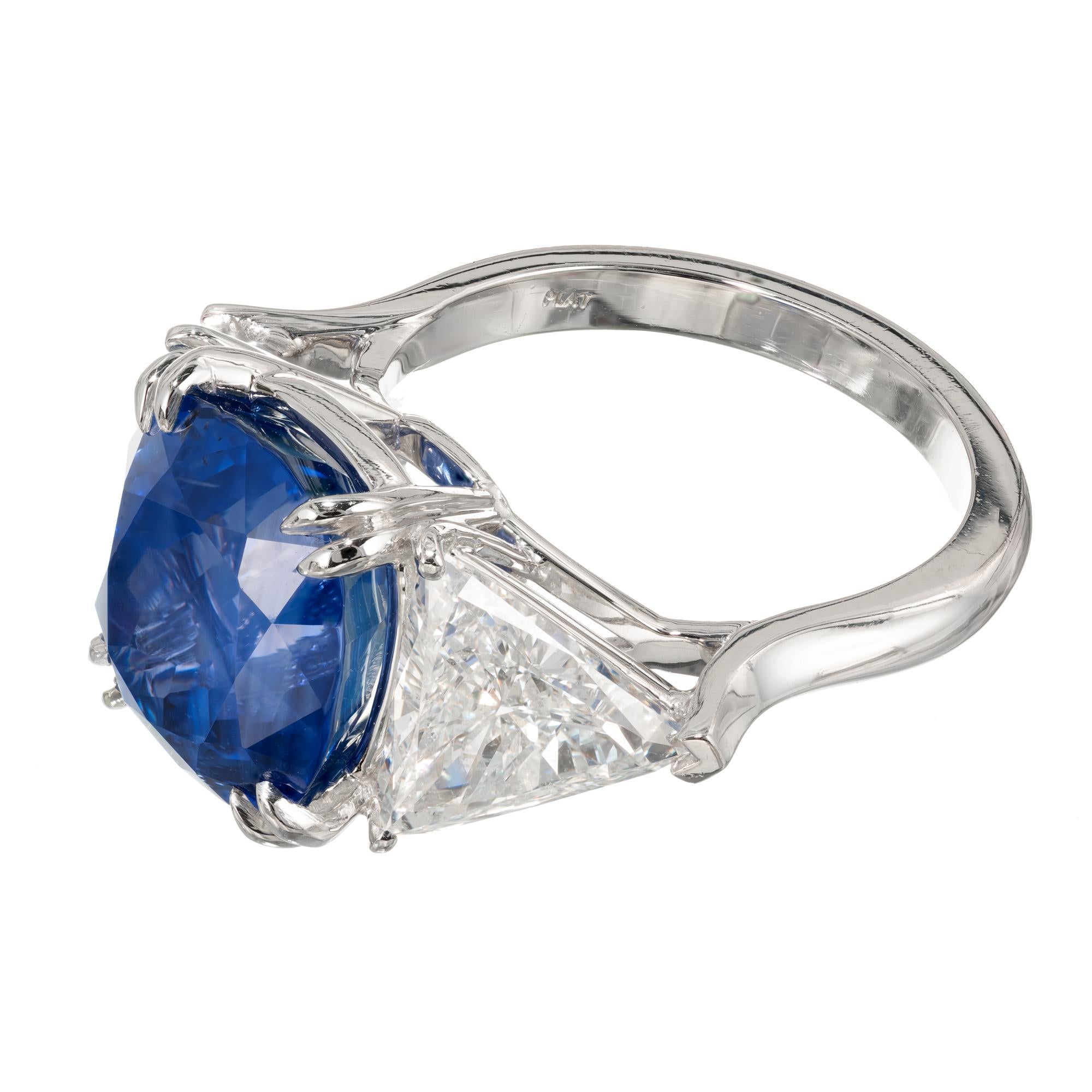 Peter Suchy 12.52 Carat Sapphire Diamond Three-Stone Platinum Engagement Ring 3