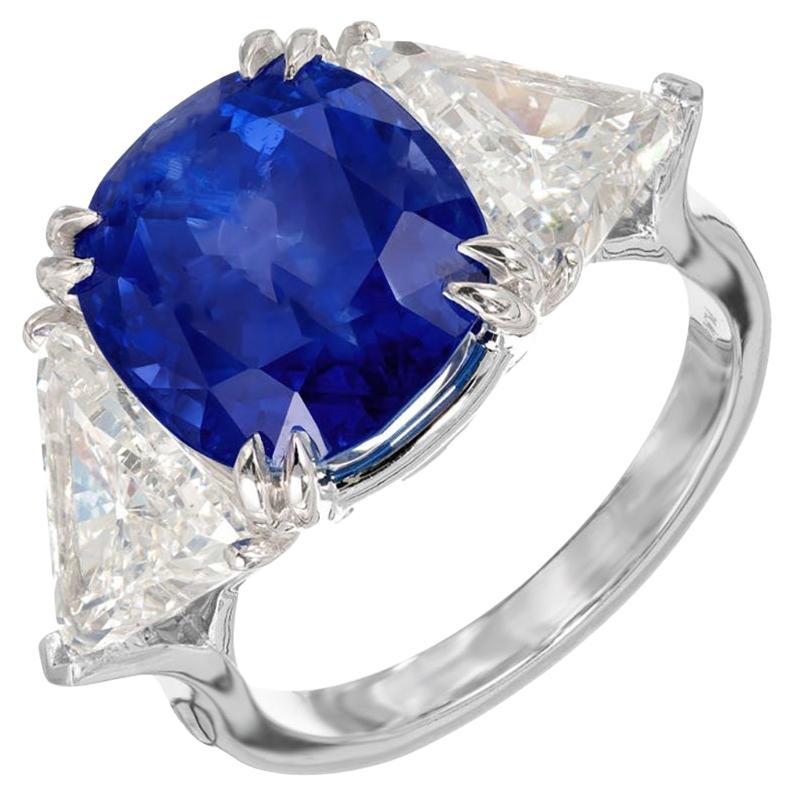 Peter Suchy, bague de fiançailles en platine avec saphir de 9,44 carats certifié GIA et diamant en vente
