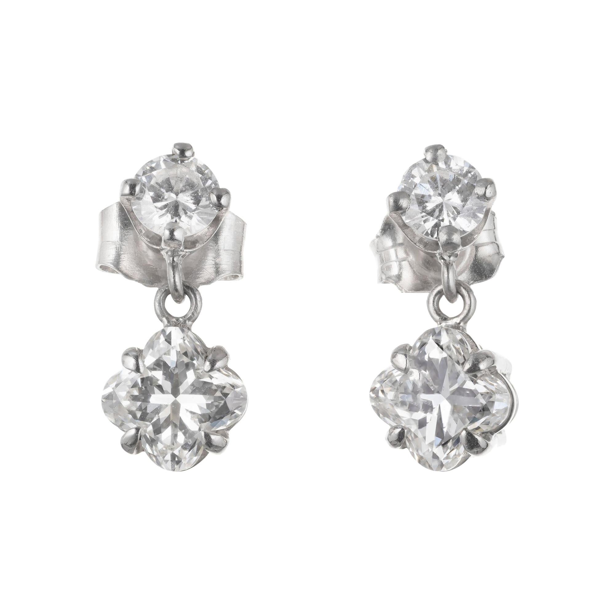 Peter Suchy 1.27 Carat Diamond Platinum Dangle Earrings For Sale