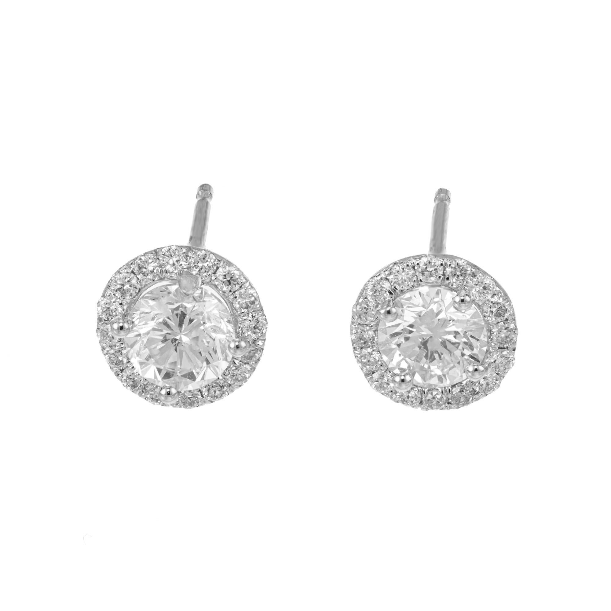 Ohrstecker aus Weißgold mit 1,28 Karat rundem Diamant-Halo von Peter Suchy (Rundschliff)