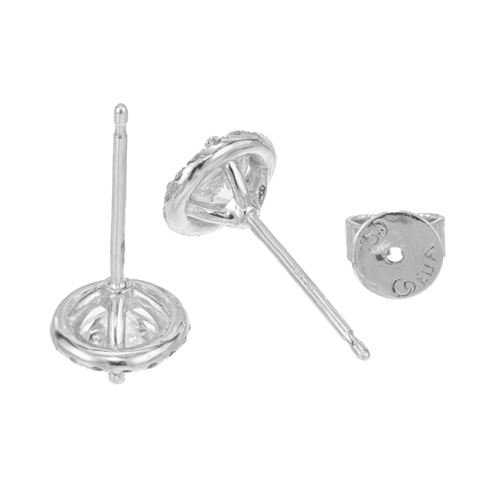 Ohrstecker aus Weißgold mit 1,28 Karat rundem Diamant-Halo von Peter Suchy 1