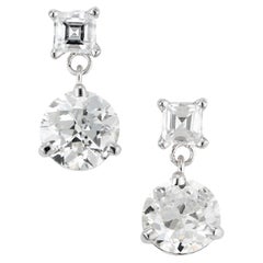 Peter Suchy 1.29 Carat Square Round Diamond White Gold Dangle Earrings