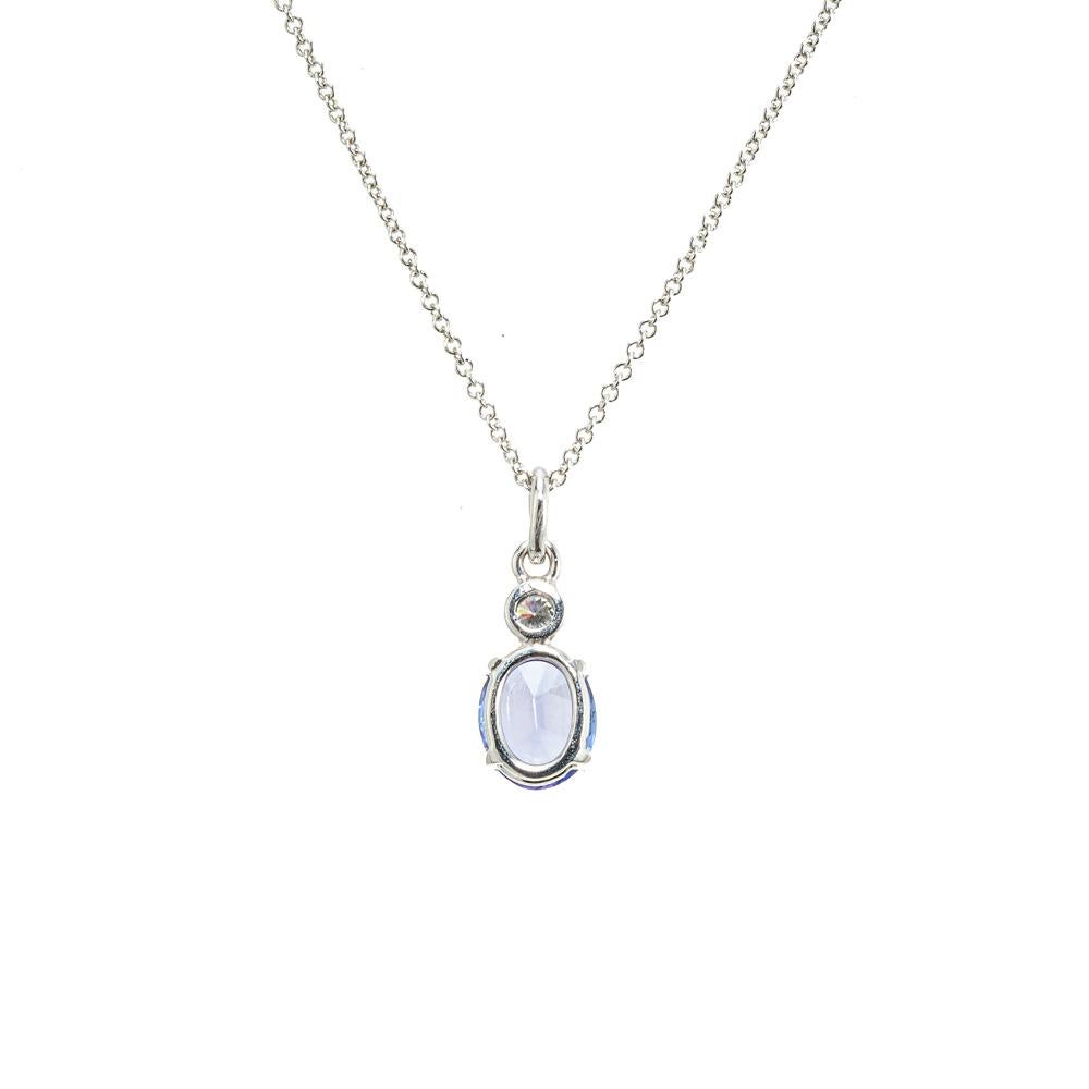 Oval Cut Peter Suchy 1.29 Carat Tanzanite Diamond White Gold Pendant Necklace For Sale