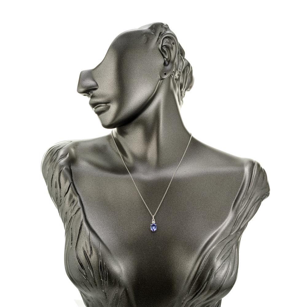 Women's Peter Suchy 1.29 Carat Tanzanite Diamond White Gold Pendant Necklace For Sale
