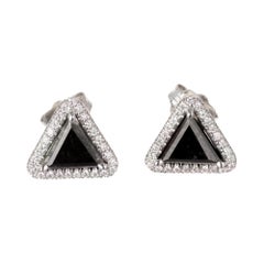 Peter Suchy 1.30 Carat Black White Diamond Gold Stud Earrings