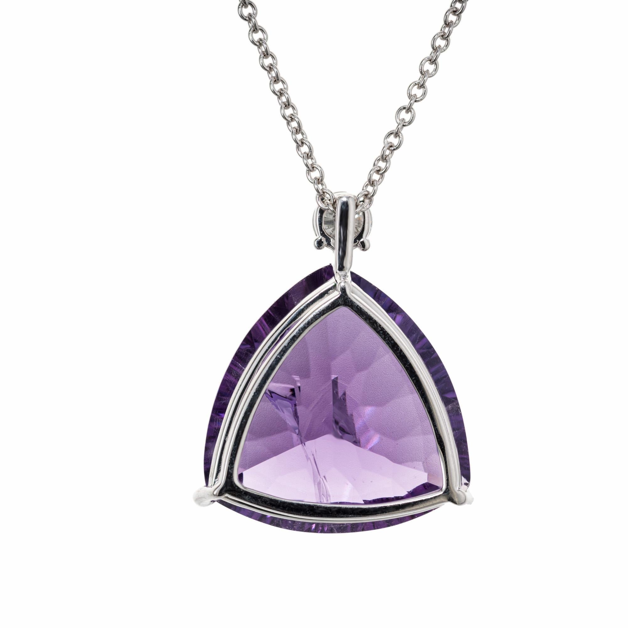 Peter Suchy 13.04 Amethyst Diamond White Gold Pendant Necklace In New Condition In Stamford, CT