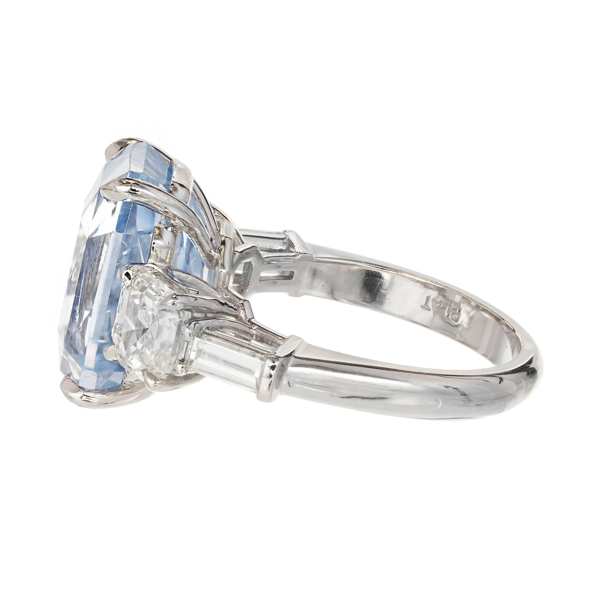 Peter Suchy 13.25 Carat Light Blue Sapphire Diamond Platinum Engagement Ring In Good Condition In Stamford, CT