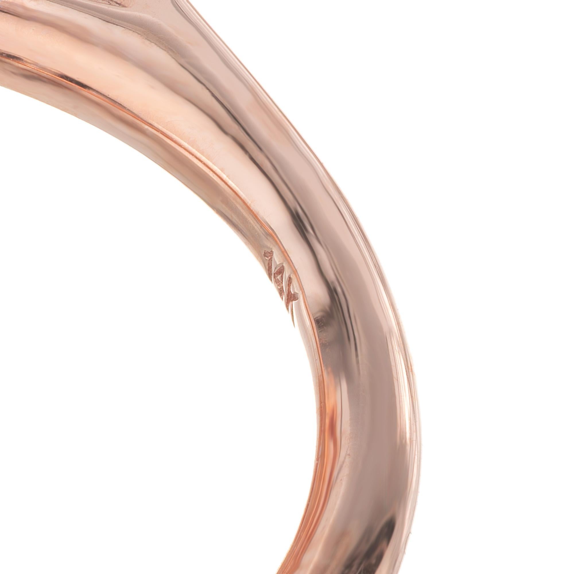 Peter Suchy 1.35 Carat Emerald Cut Morganite Diamond Halo Rose Gold Ring en vente 2