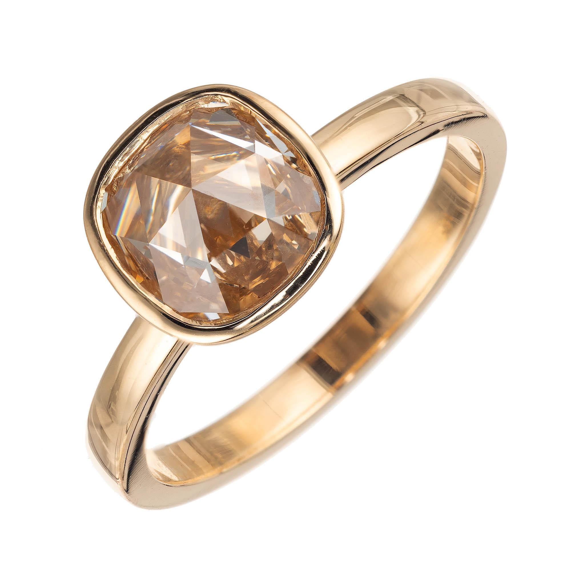 Verlobungsring mit Solitär, 1,35 Karat hellbrauner Diamant in Gold von Peter Suchy 