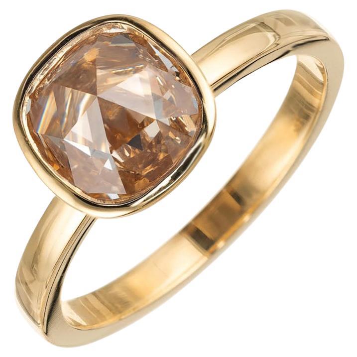 Peter Suchy 1.35 Carat Light Brown Diamond Gold Solitaire Engagement Ring For Sale