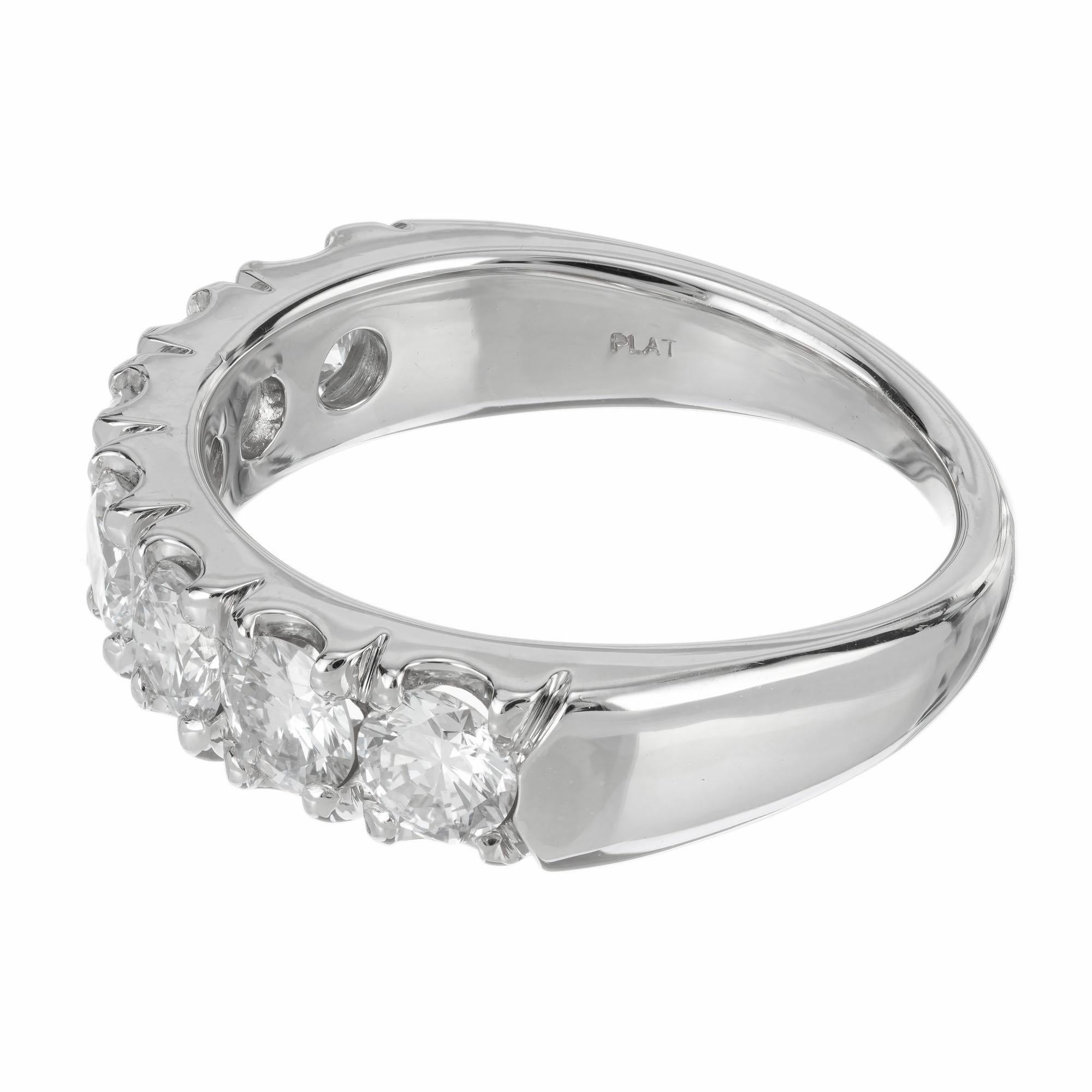 Round Cut Peter Suchy 1.37 Carat Diamond Platinum Wedding Band Ring For Sale
