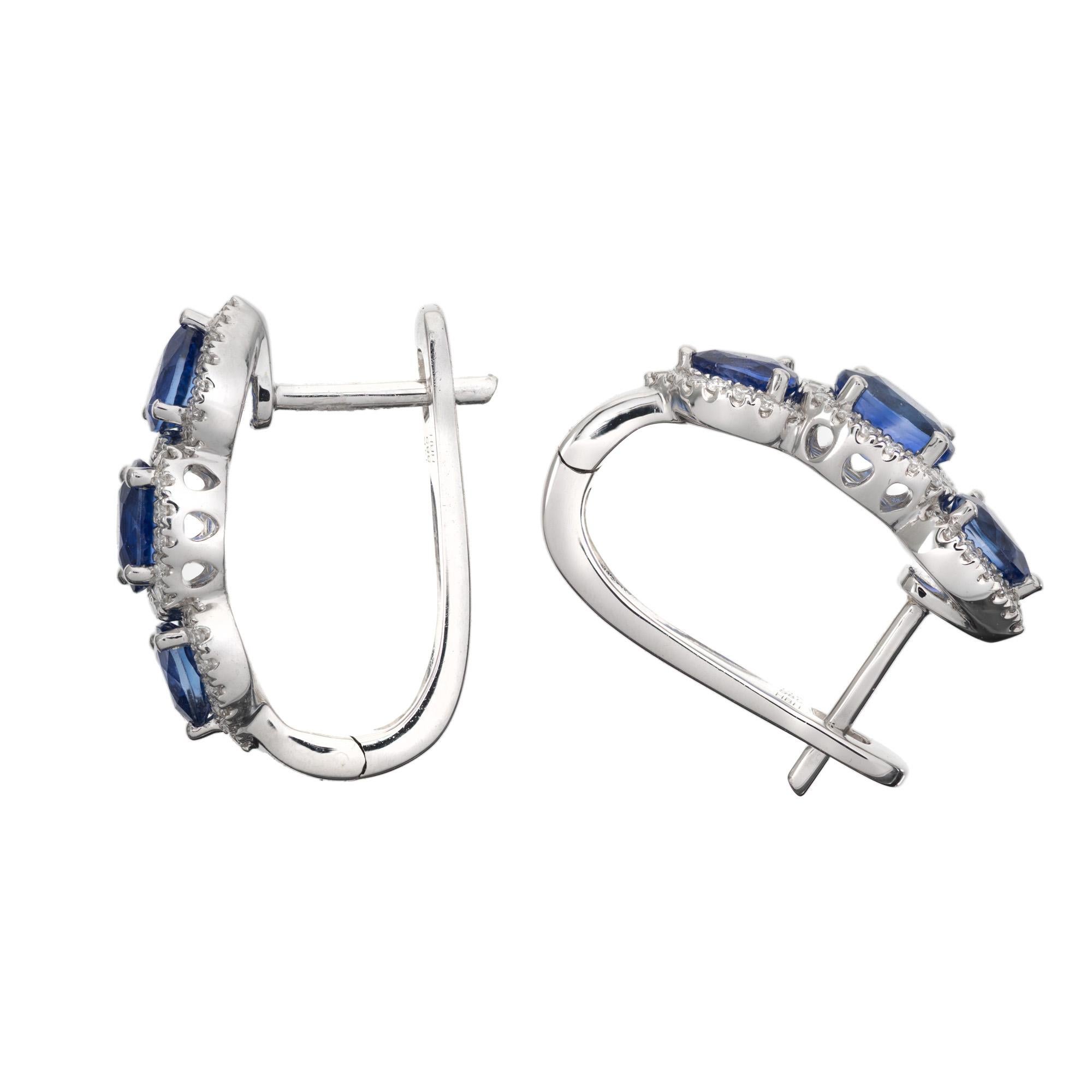 Oval Cut Peter Suchy 1.38 Carat Sapphire Diamond Halo White Gold Hoop Earrings 