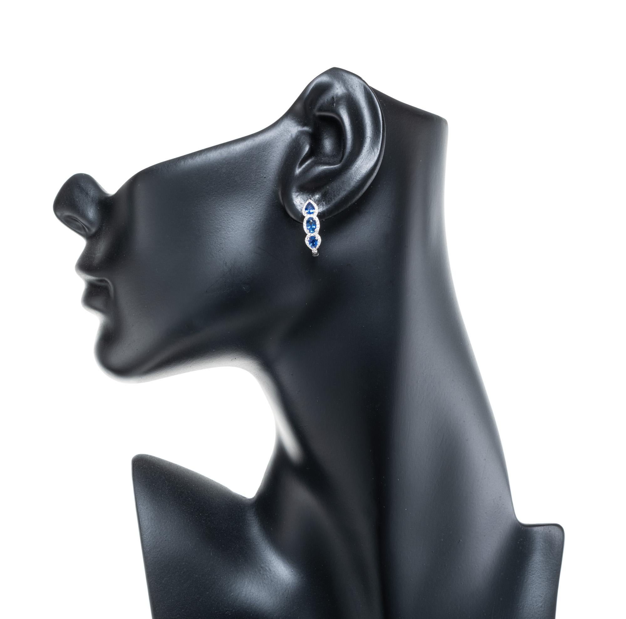 Peter Suchy 1.38 Carat Sapphire Diamond Halo White Gold Hoop Earrings  1