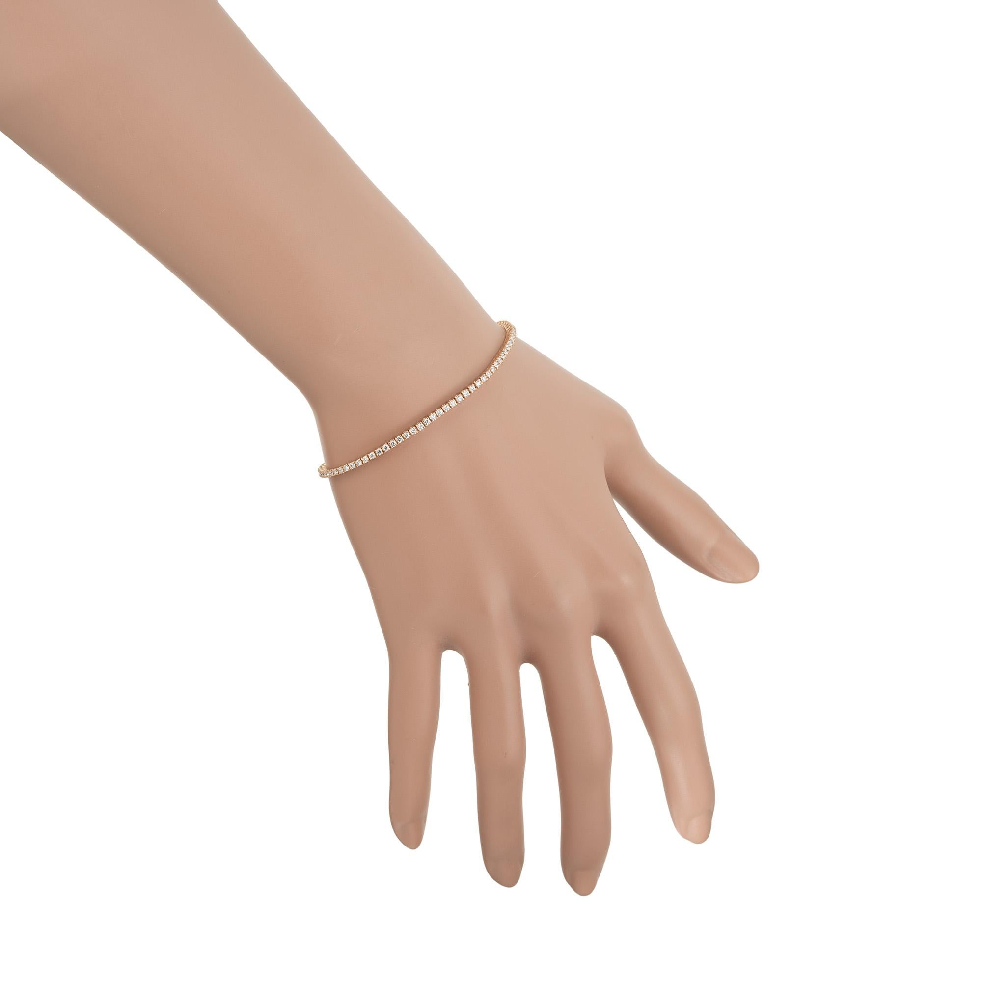 Peter Suchy Pulsera de tenis de oro rosa con diamantes talla brillante redondos 1,38 en venta 1