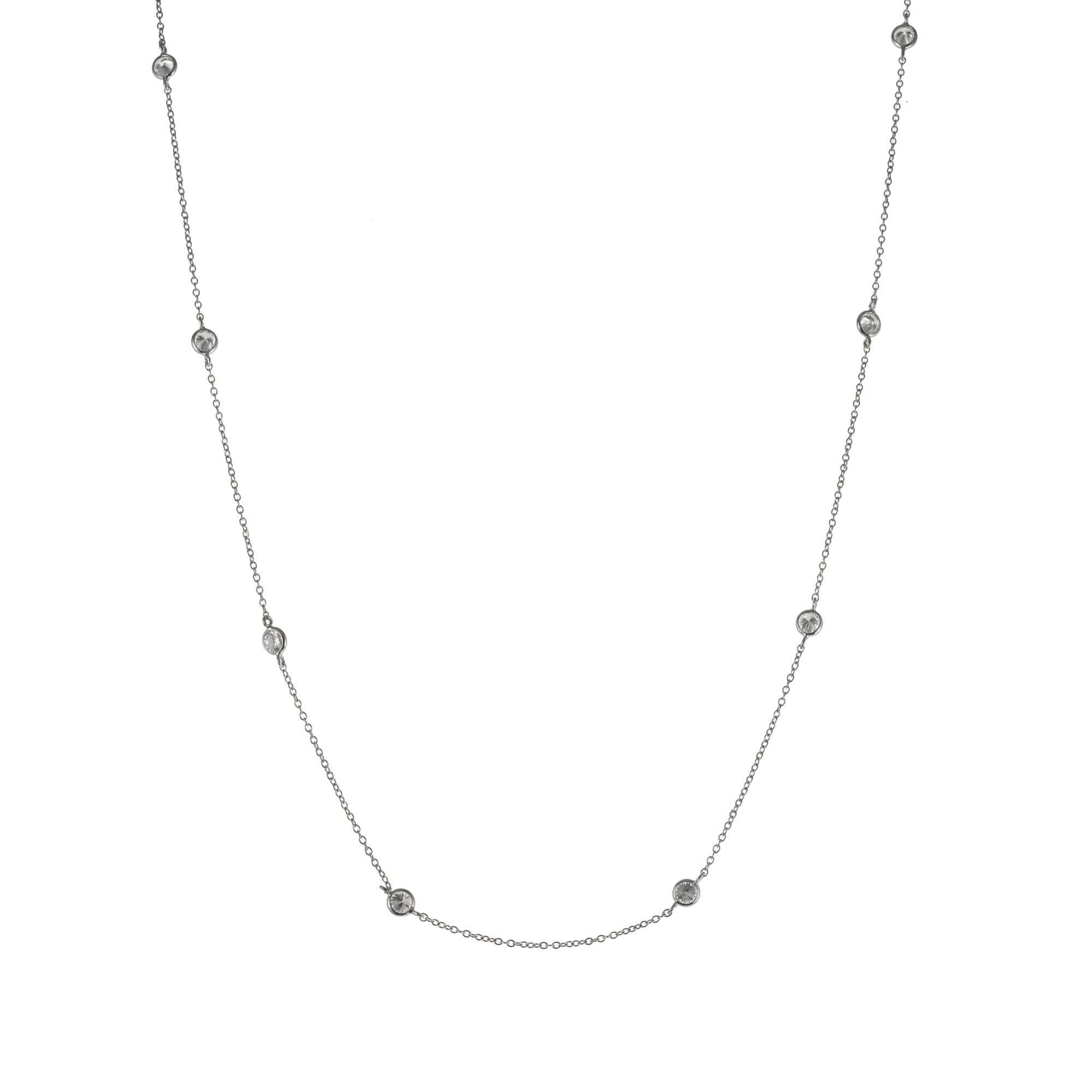 Round Cut Peter Suchy 1.40 Carat Diamond by the Yard White Gold Necklace For Sale