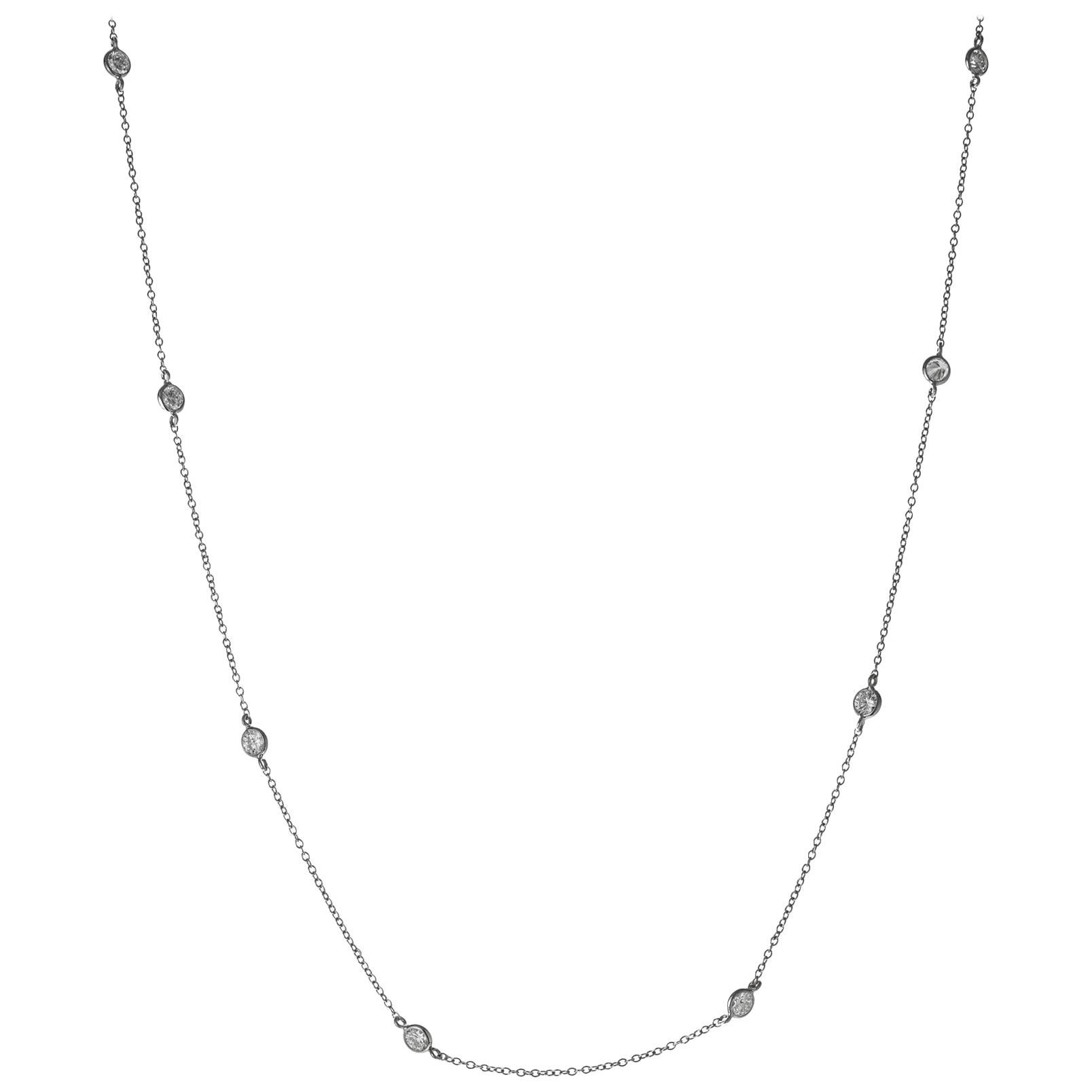 Peter Suchy 1.40 Carat Diamond by the Yard White Gold Necklace For Sale