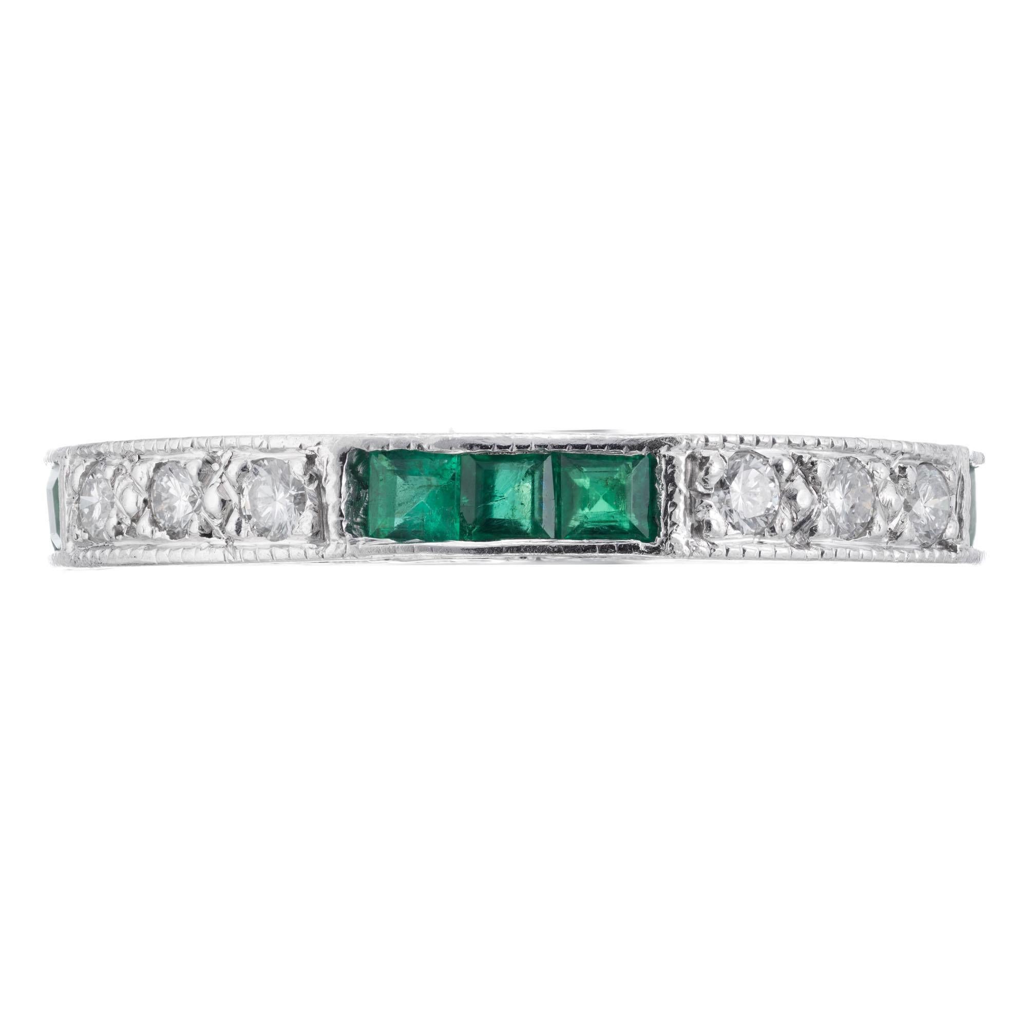 platinum emerald wedding band