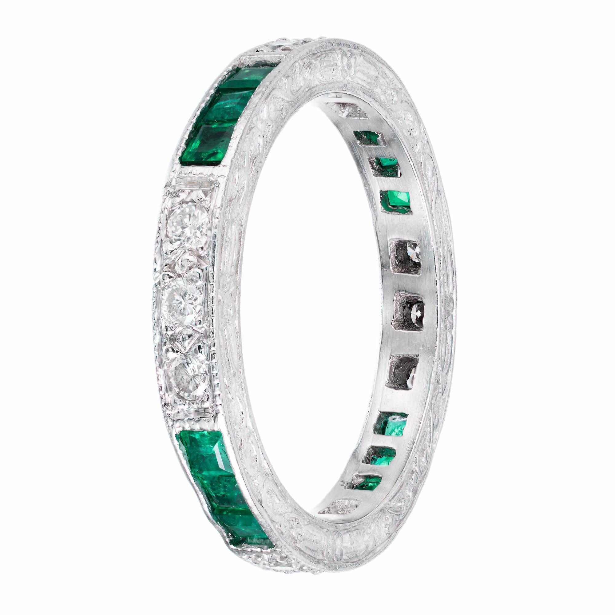 wedding band with emeralds