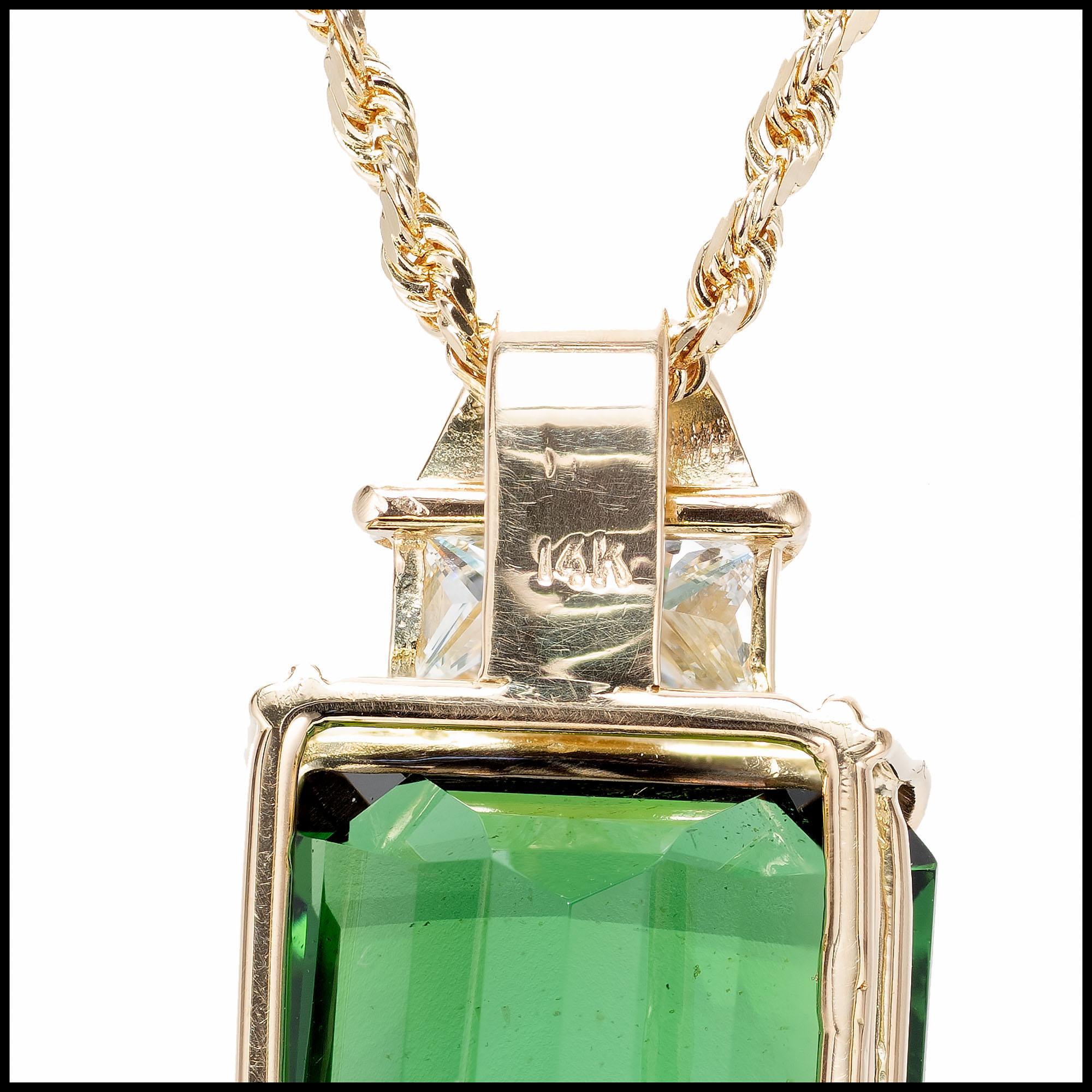 Peter Suchy 14.03 Carat Tourmaline Diamond Yellow Gold Pendant Necklace In New Condition In Stamford, CT
