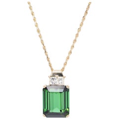 Peter Suchy 14.03 Carat Tourmaline Diamond Yellow Gold Pendant Necklace