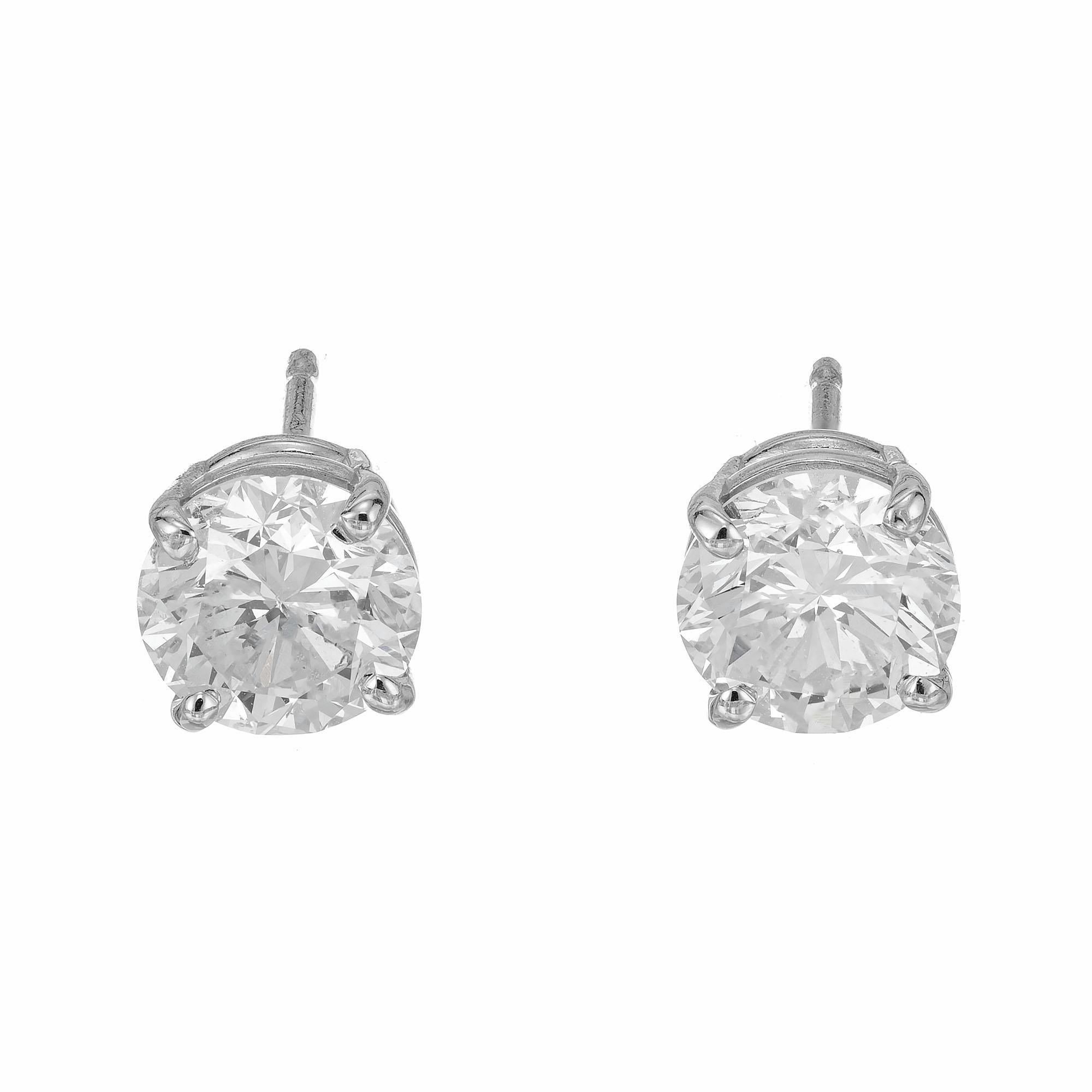 Peter Suchy 1.42 Carat Diamond Platinum Stud Earrings In New Condition For Sale In Stamford, CT
