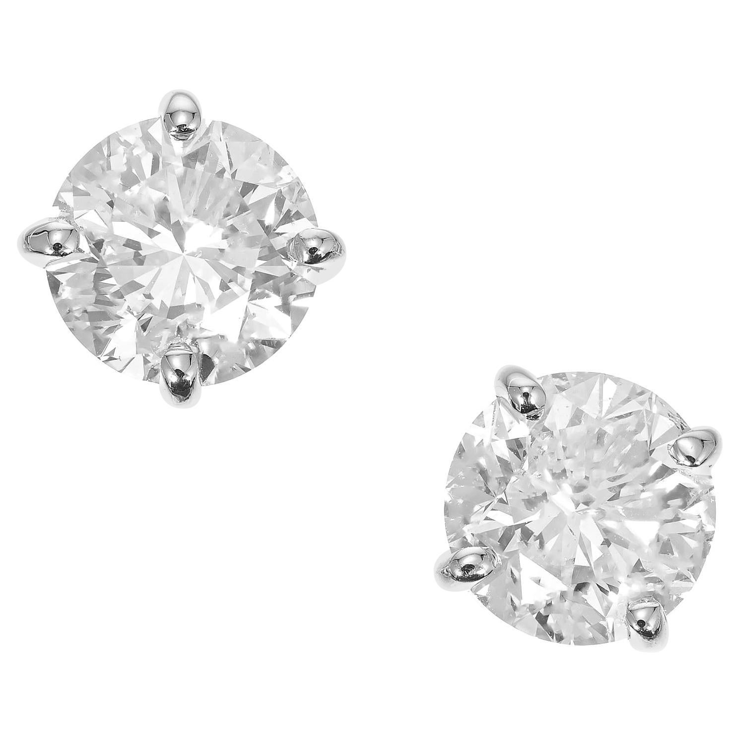 Peter Suchy 1.42 Carat Diamond Platinum Stud Earrings For Sale