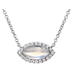 Peter Suchy 1.43 Carat Marquise Moonstone Diamond Halo Pendant Necklace