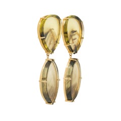 Peter Suchy 143.6 Carat Pear Marquise Quartz Yellow Gold Dangle Earrings