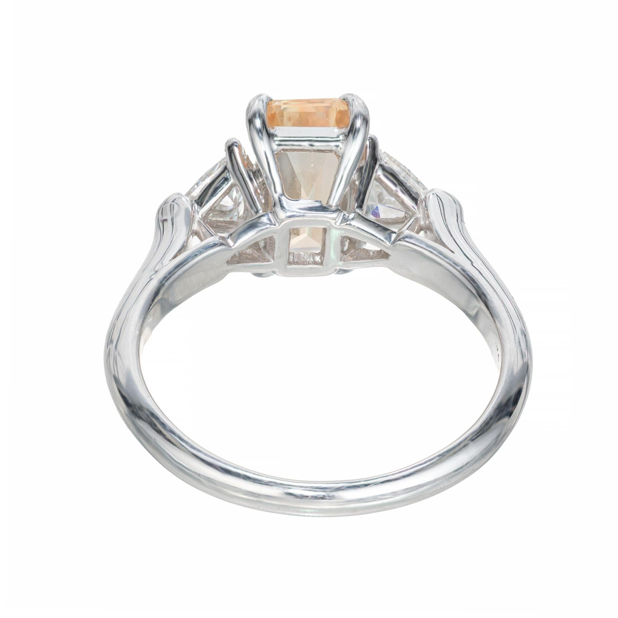 Peter Suchy 1.44 Carat Natural Sapphire Diamond Three-Stone Platinum Ring For Sale 2