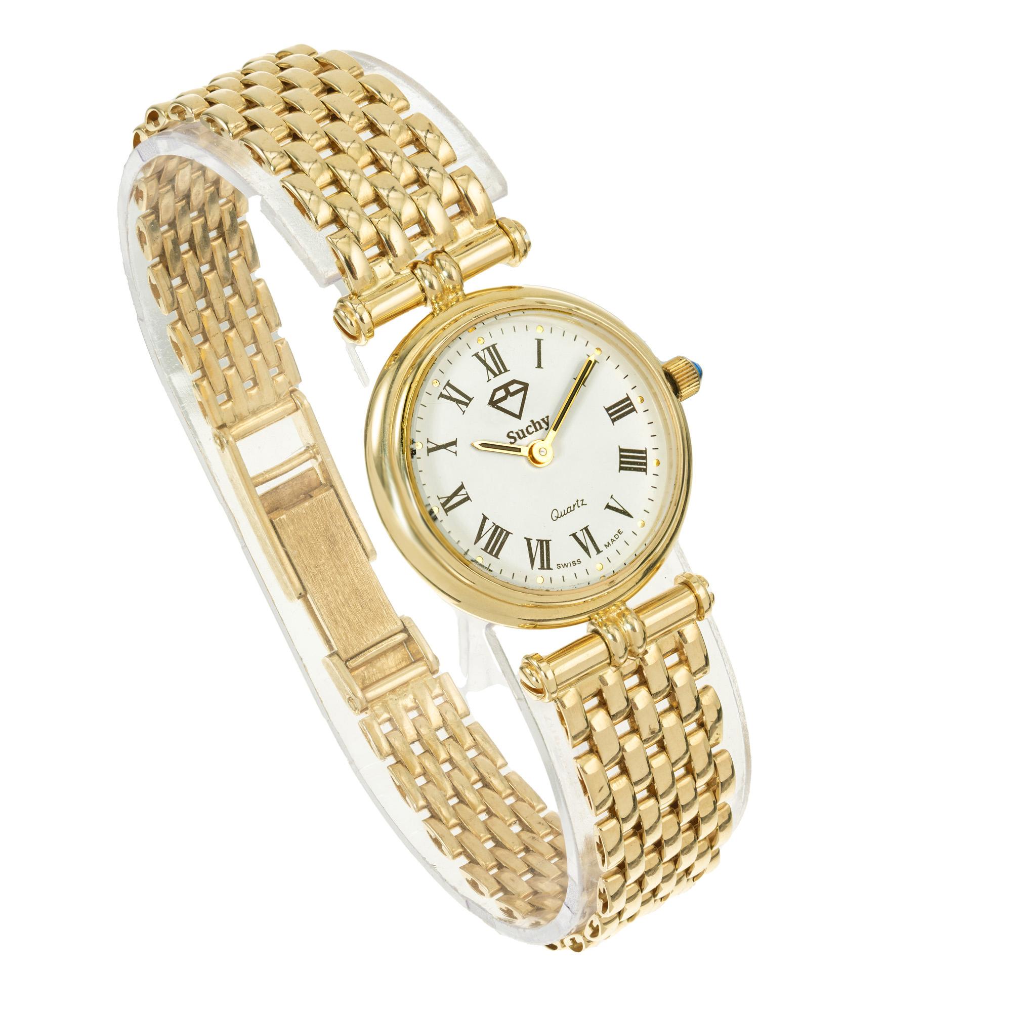 Taglio rotondo Orologio da polso al quarzo da donna in oro giallo 14k di Peter Suchy in vendita