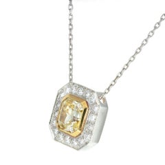 Peter Suchy 1.50 Carat Canary Yellow Diamond Gold Platinum Pendant Necklace