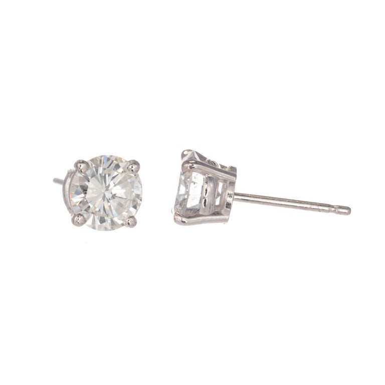 Peter Suchy 1.50 Carat Diamond Brilliant Cut White Gold Stud Earrings ...