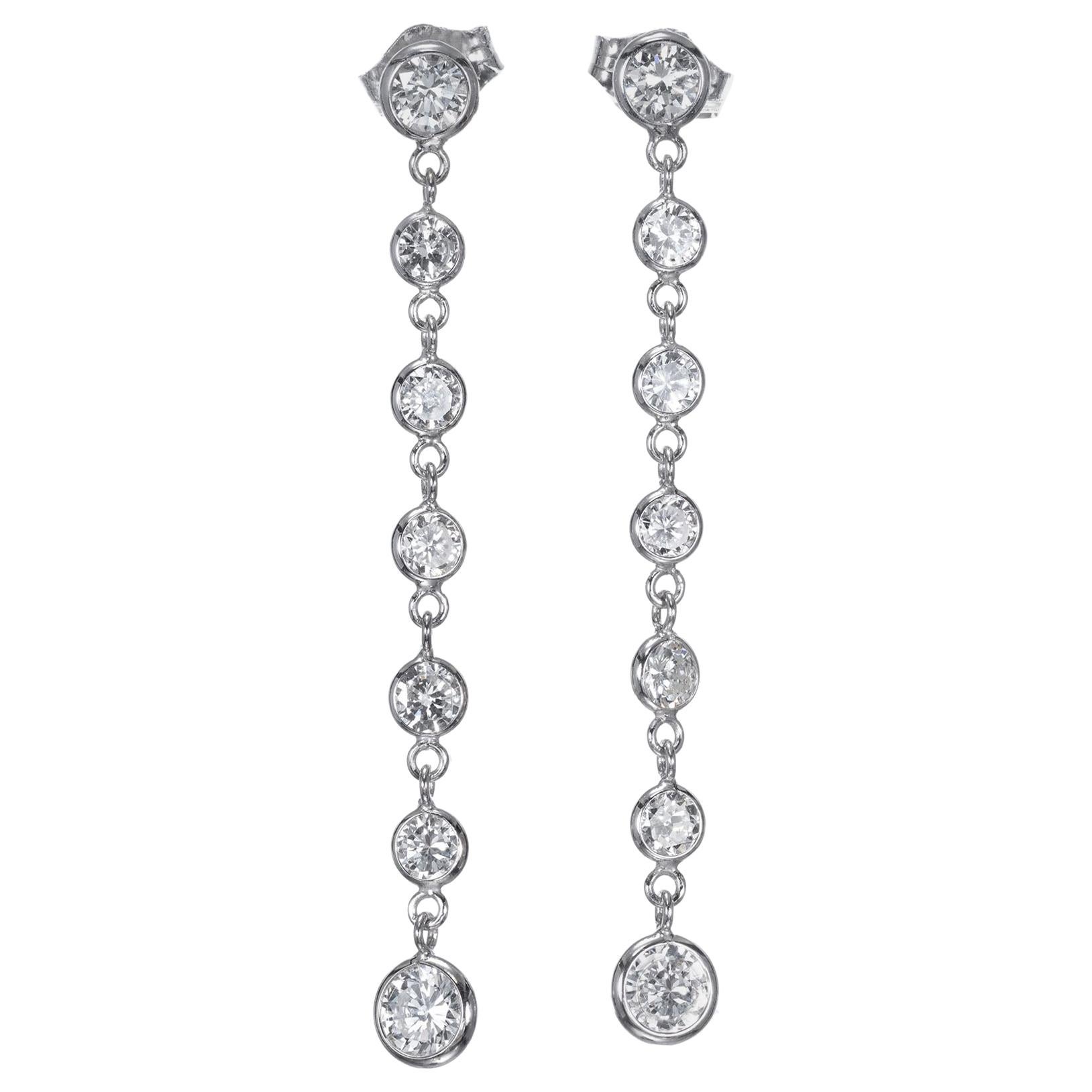 Peter Suchy 1.50 Carat Diamond Gold Dangle Drop Earrings