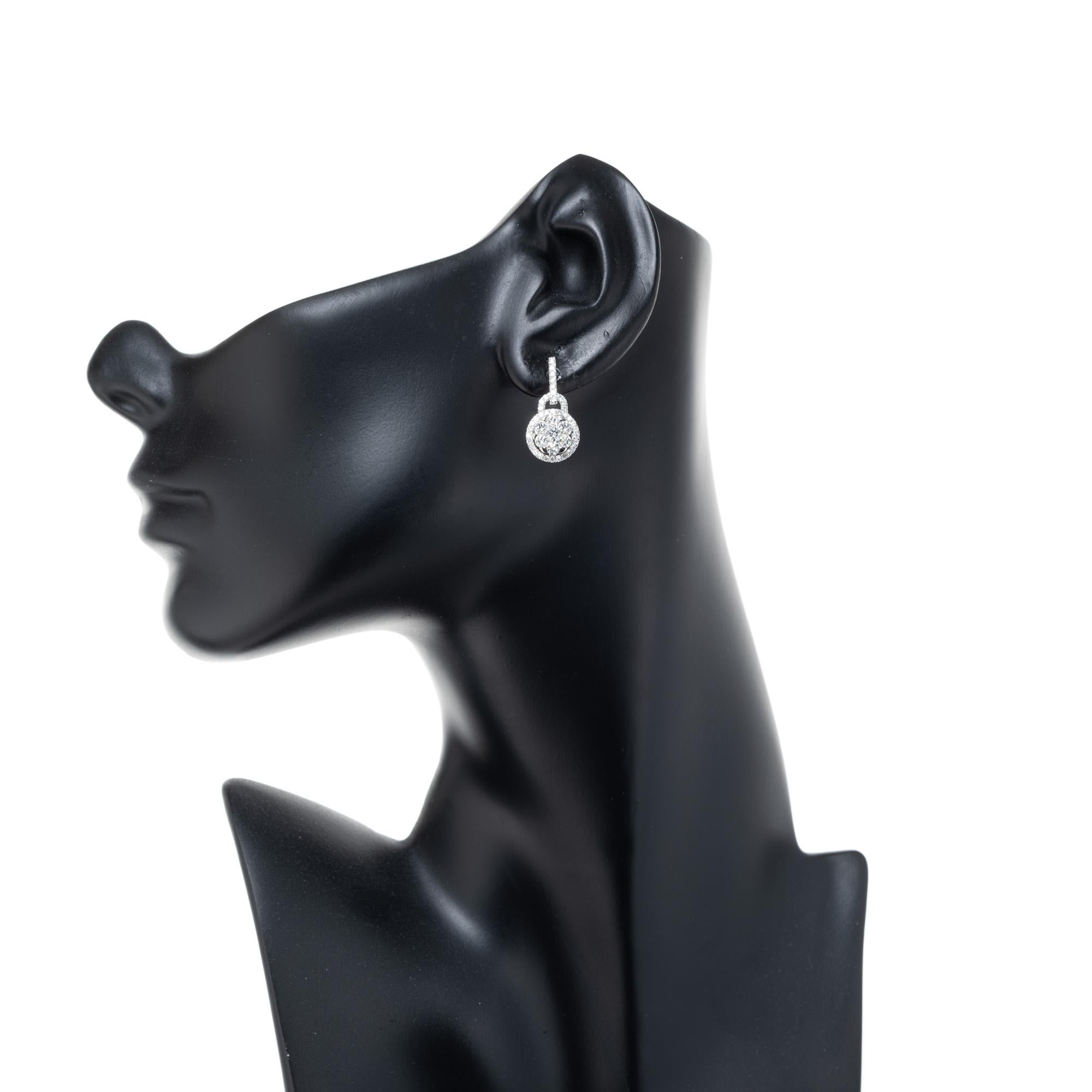 Pendants d'oreilles Peter Suchy en or blanc avec diamants de 1,50 carat Pour femmes en vente