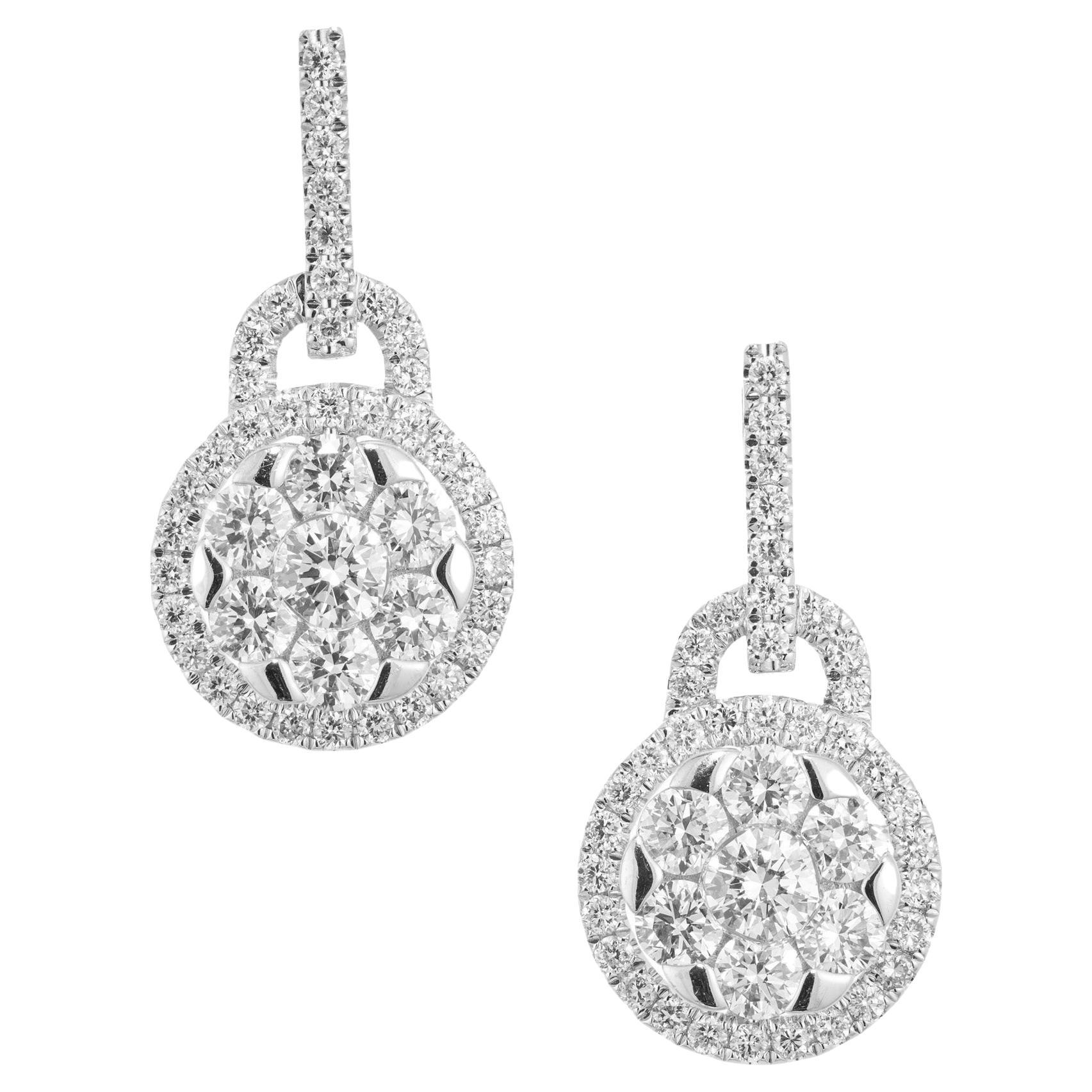 Pendants d'oreilles Peter Suchy en or blanc avec diamants de 1,50 carat