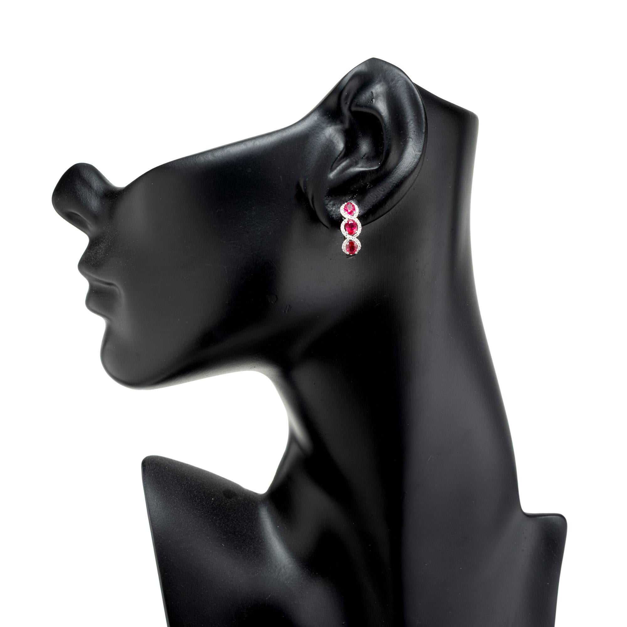 Peter Suchy 1.50 Carat Oval Ruby Round Diamond White Gold Hoop Earrings For Sale 1