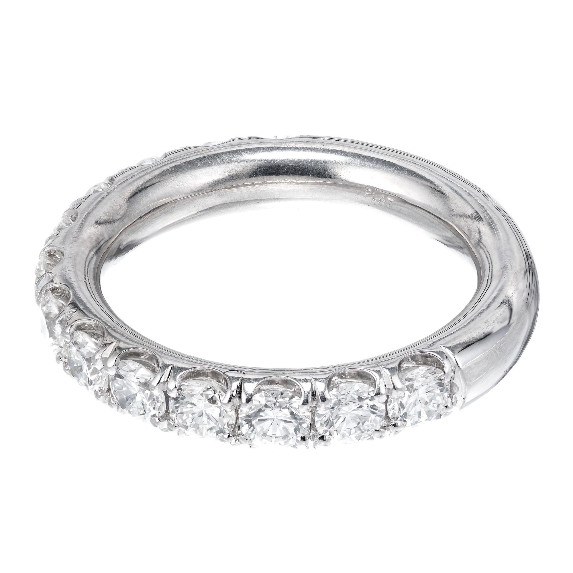 13 round cut diamond wedding band ring. Set in platinum. Created in the Peter Suchy Workshop. 

13 round diamonds E-F, VVS2/VS approx. 1.50cts
Platinum
Size 6 and sizable
9.70 grams