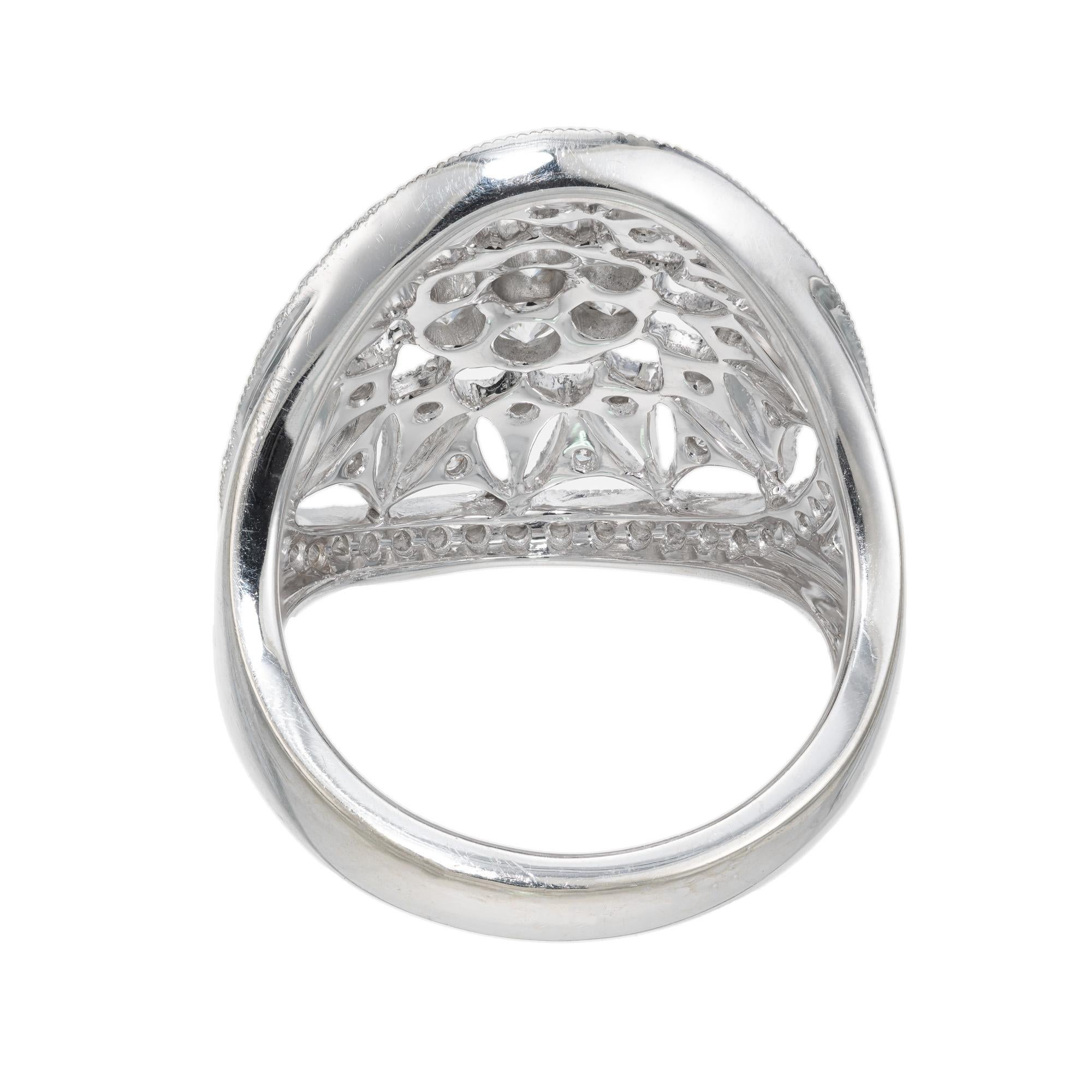 Peter Suchy 1.50 Carat Round Diamond White Gold Domed Cocktail Ring In New Condition For Sale In Stamford, CT
