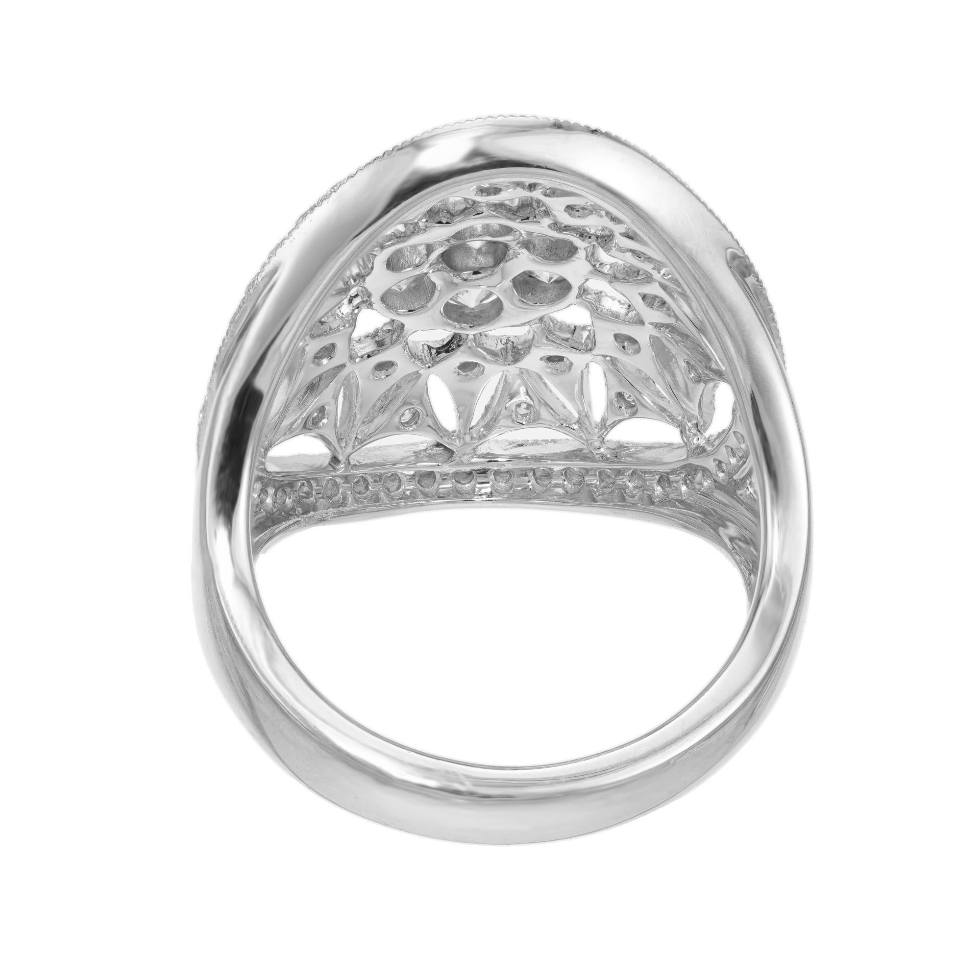Peter Suchy 1.50 Carat Round Diamond White Gold Domed Cocktail Ring For Sale 2