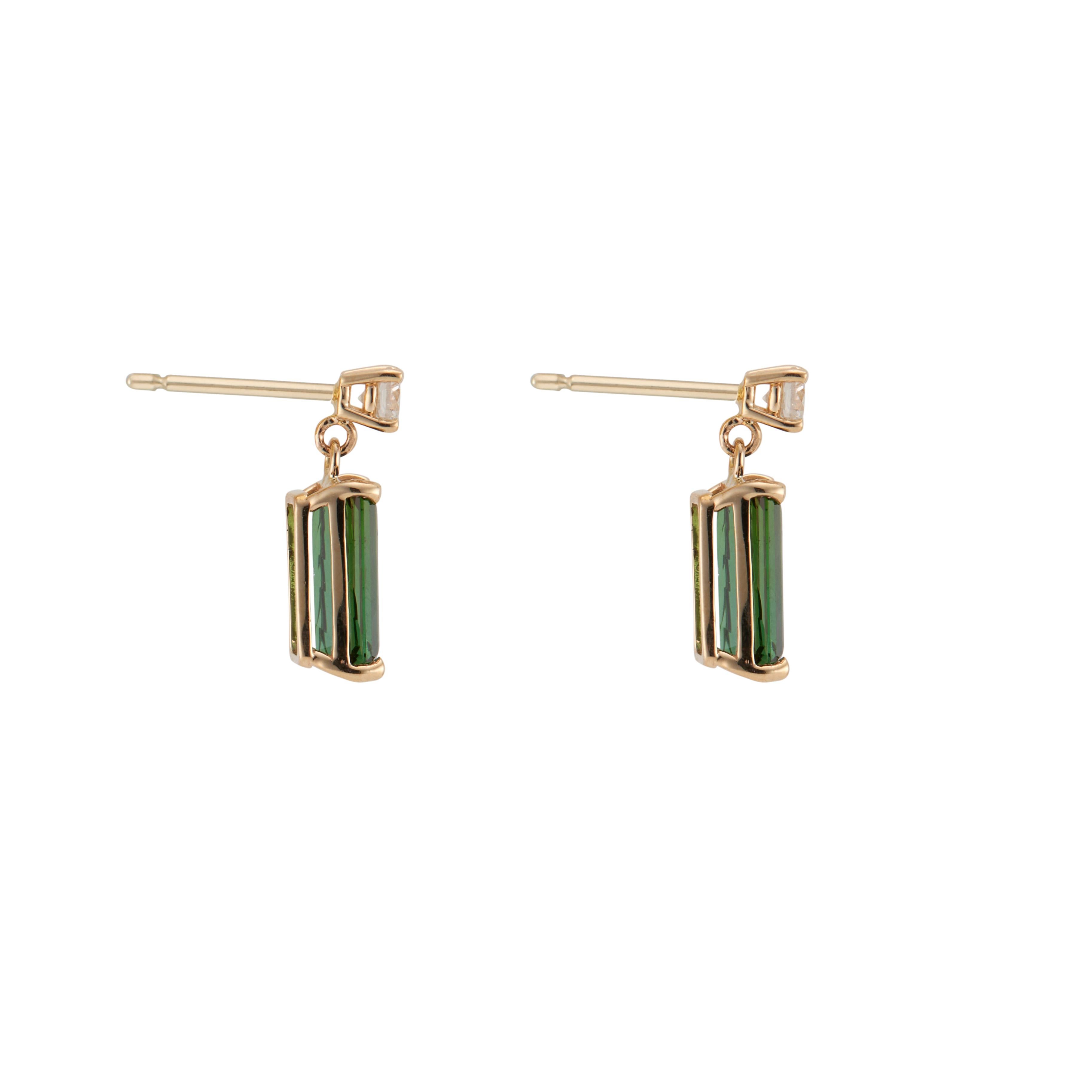 Women's Peter Suchy 1.50 Carat Tourmaline Diamond Yellow Gold Dangle Earrings For Sale