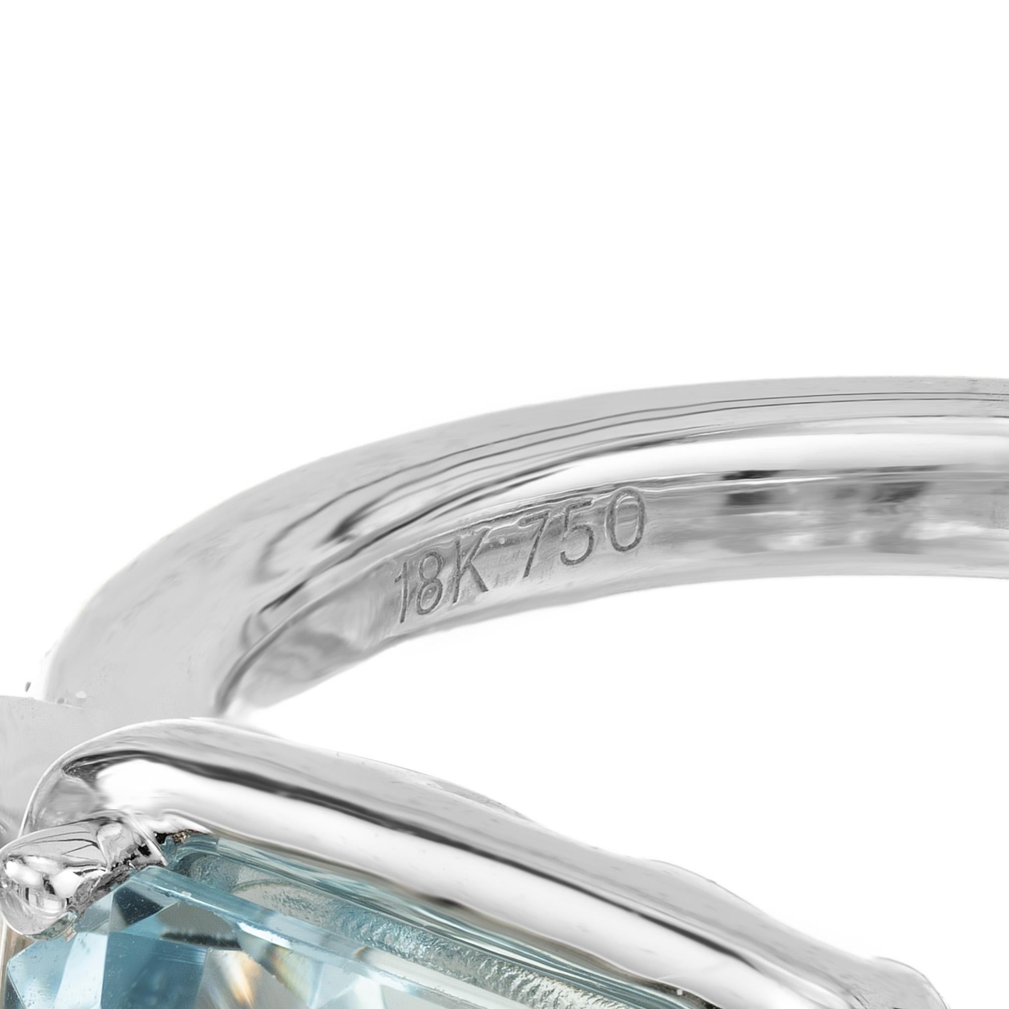 Peter Suchy 1.52 Carat Rectangular Aquamarine Diamond White Gold Engagement Ring For Sale 1